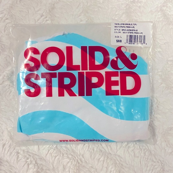 SOLID & STRIPED The Elle Reversible Bikini Top. Sz L - Picture 6 of 8